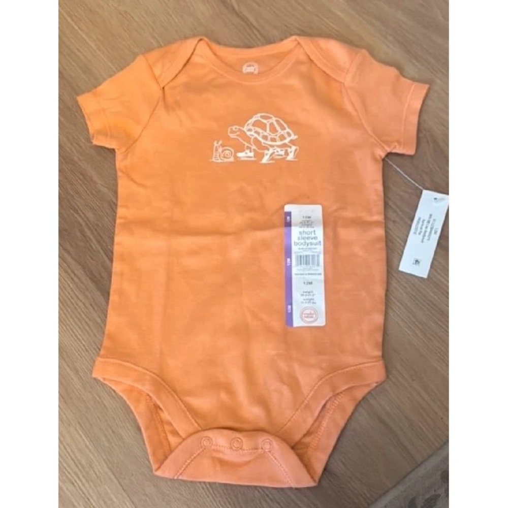 Wonder Nation Baby Boy Girl Orange Turtle Snail Graphic Bodysuit 12M NWT